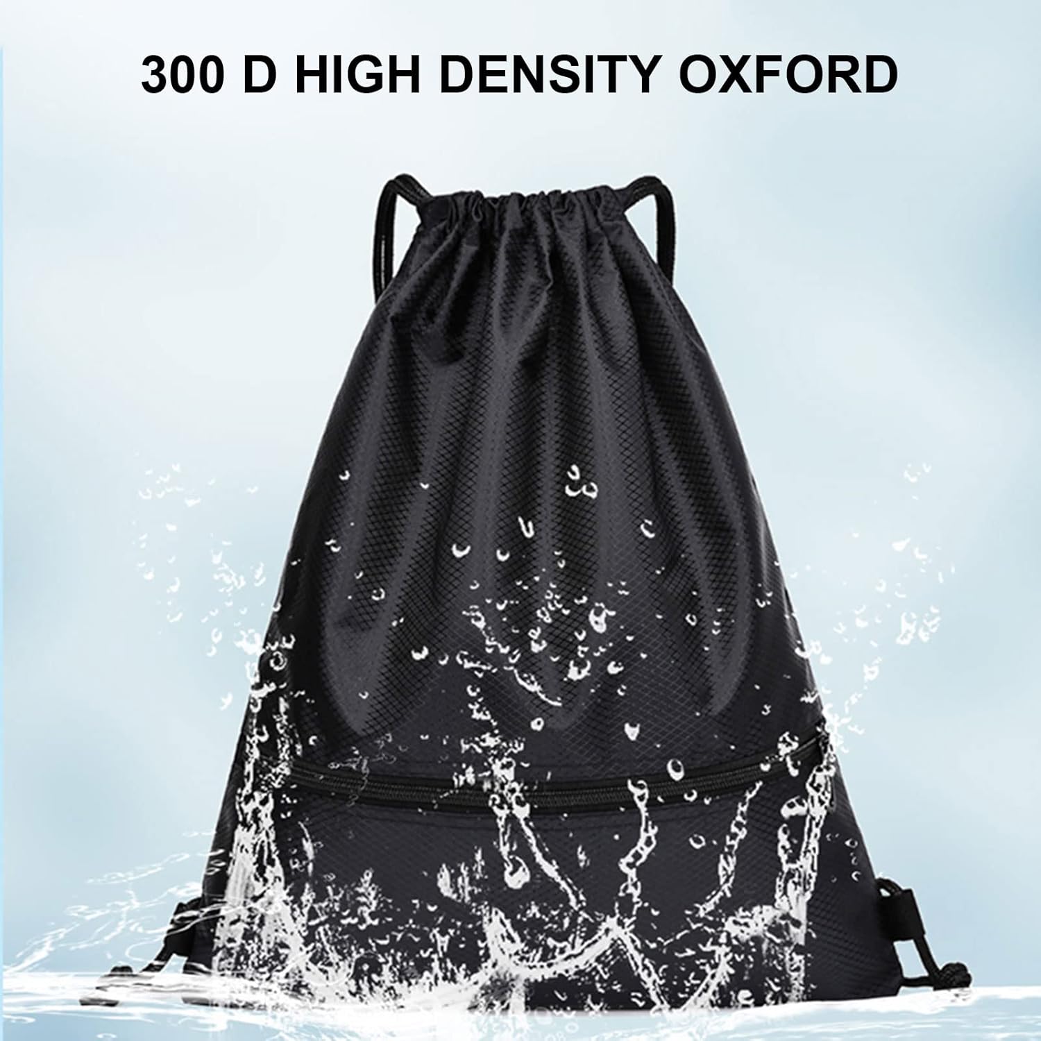 Drawstring Bag for Women Men Gym Bag Drawstring Waterproof Drawstring Bag with Zipper Outer for Sports Holiday Travel – Bild 7