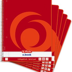 Herlitz x.book A4 College Notepad Ruling 22 80 Sheets Inner Margin Pack of 5