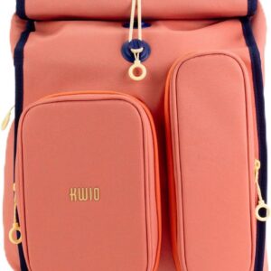 KWIO Bagg School Bag Set, 6 Pieces, Roll-Top Design, Front Pockets for Water Bottle and Lunch Box, Rain Cover, Retro Reflective Coating, Ergonomic Carry System, 1st Class