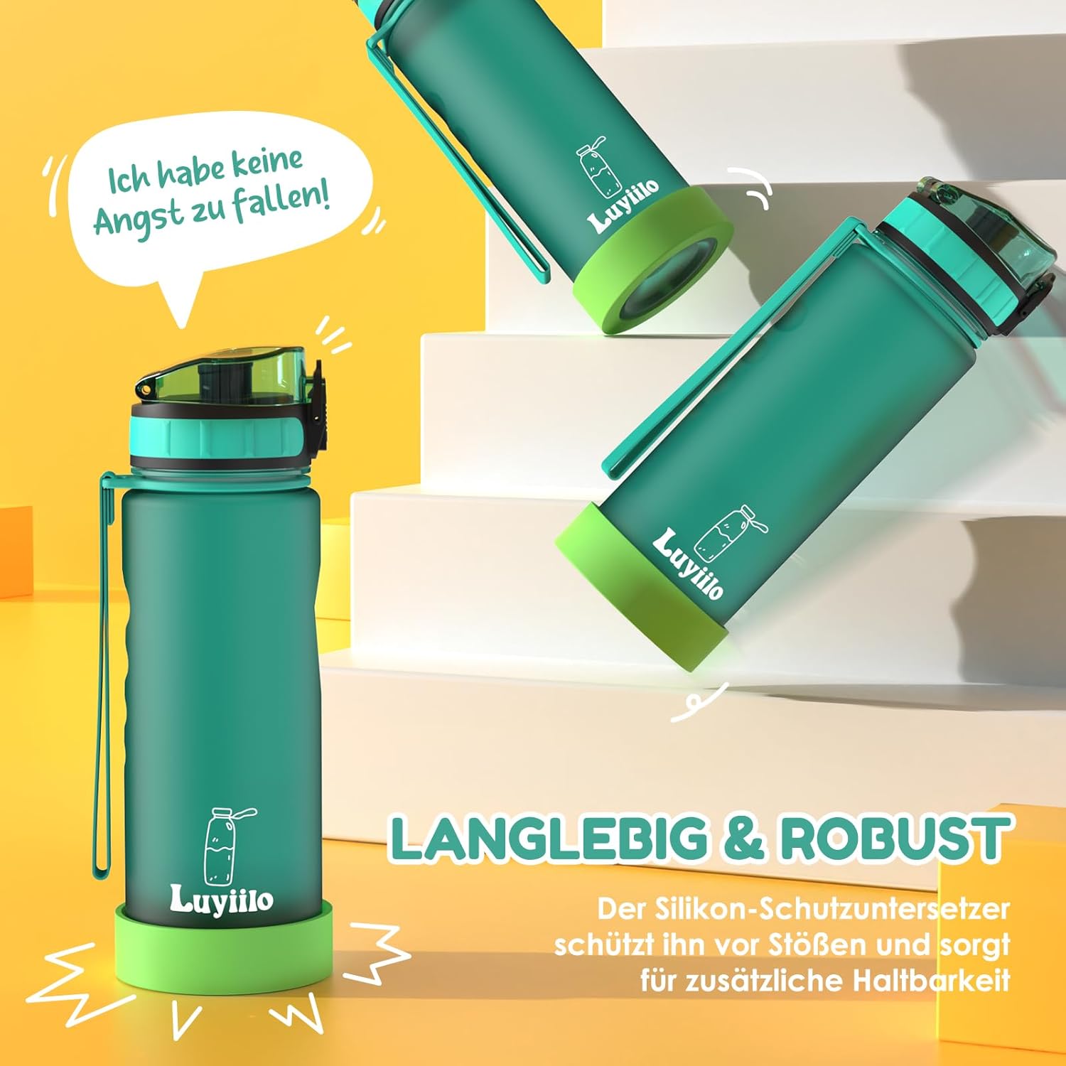 Luyiilo Children's Leak-Proof Drinking Bottle, 500 ml, BPA-Free Drinking Bottle with Fruit Insert, Suitable for Carbonated Drinks, Children's Drinking Bottle, Perfect for School, Nursery, Sports – Bild 5