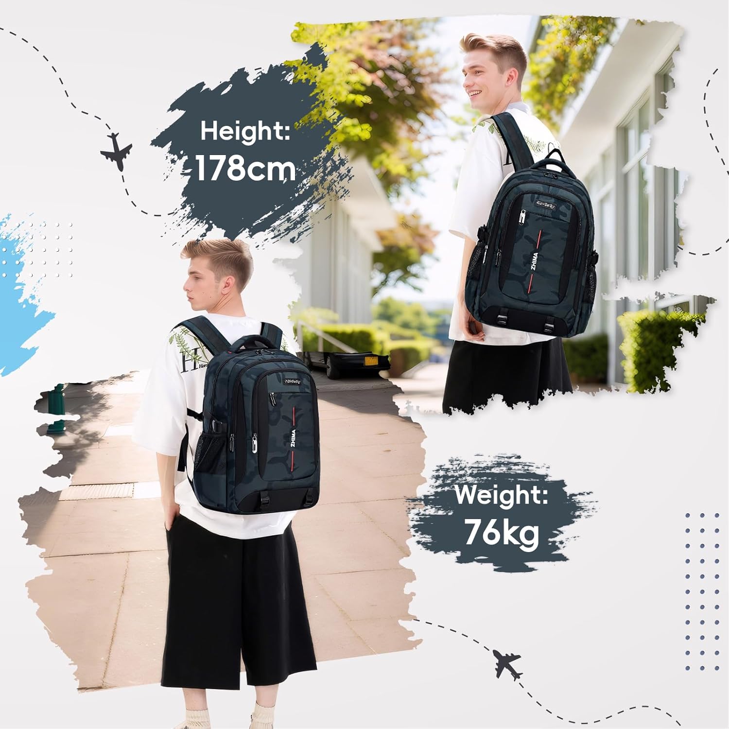 Tanou School Backpack Boys Backpack Teenagers Camouflage School Bag for Boys with Large Capacity Fashion Satchel Daypack for School and Travel, Green, Tactical – Bild 7