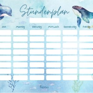 Underwater World Timetable Magnetic Wipe Clean for Fridge and Whiteboard, Sea Animals Weekly Planner Girls and Boys Gift for School (Magnetic Timetable Including Pen)