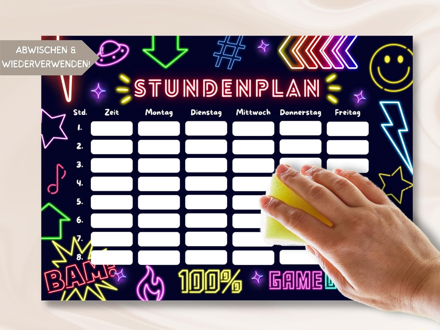 Neon Magnetic Wipe Clean Timetable (Neon, Magnetic Timetable with Pen) – Bild 4