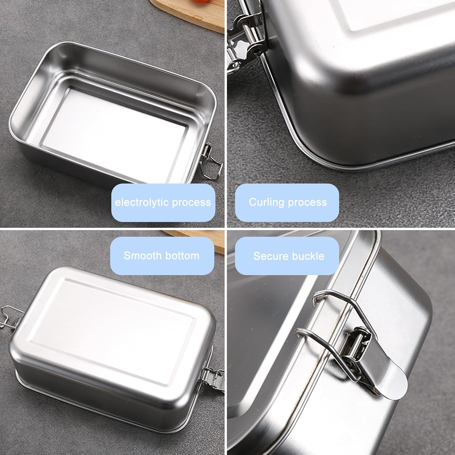 Nutabevr Stainless Steel Lunch Box, 850 ml Lunch Box, Leak-Proof with Divider and Sealing Ring, Sustainable and Environmentally Friendly, BPA-Free, Lunch Box, Lunch Box, Lunch Box, for Adults and – Bild 2
