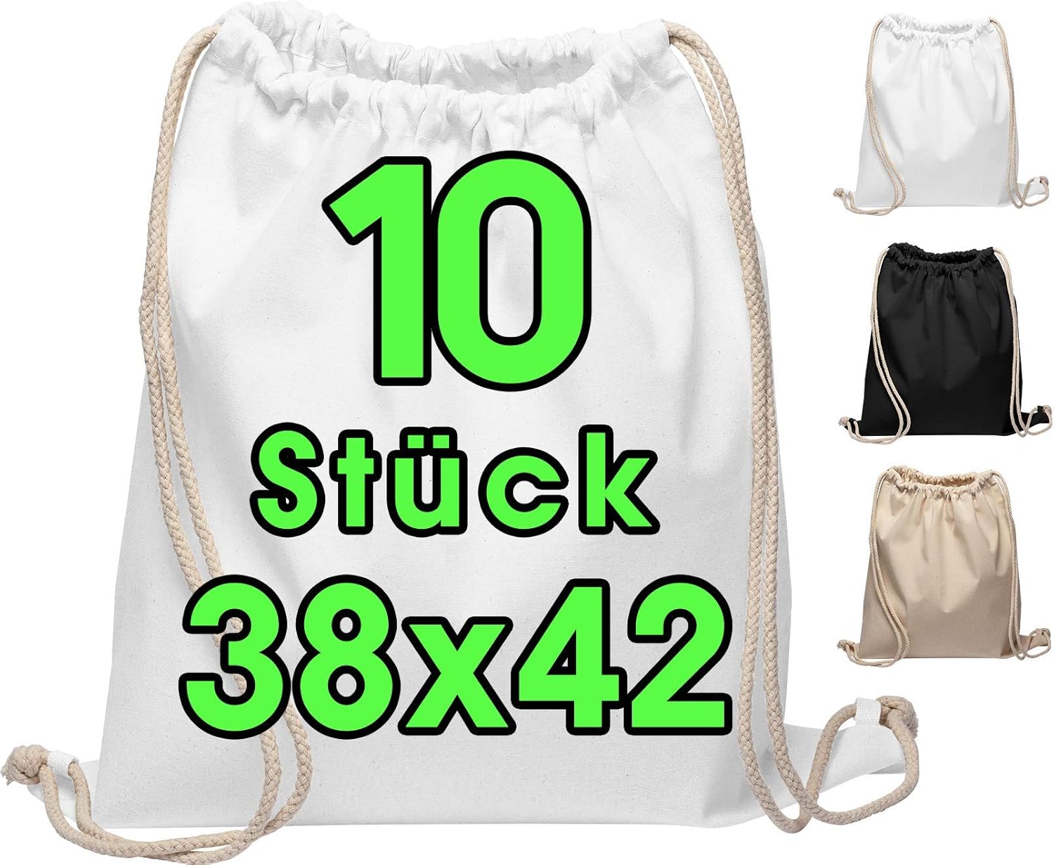 ELES VIDA Cotton Bag Pack of 10 38 x 42 cm Sports Bag