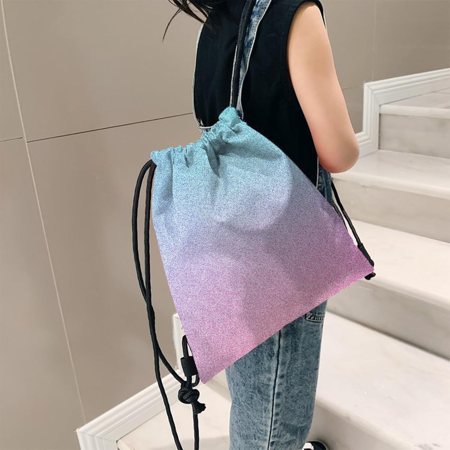 Gym Bag with Drawstring for Fitness, Beach, Swimming & Travel, Stylish Cute Waterproof Sports Bag for Women Girls Men – Bild 5