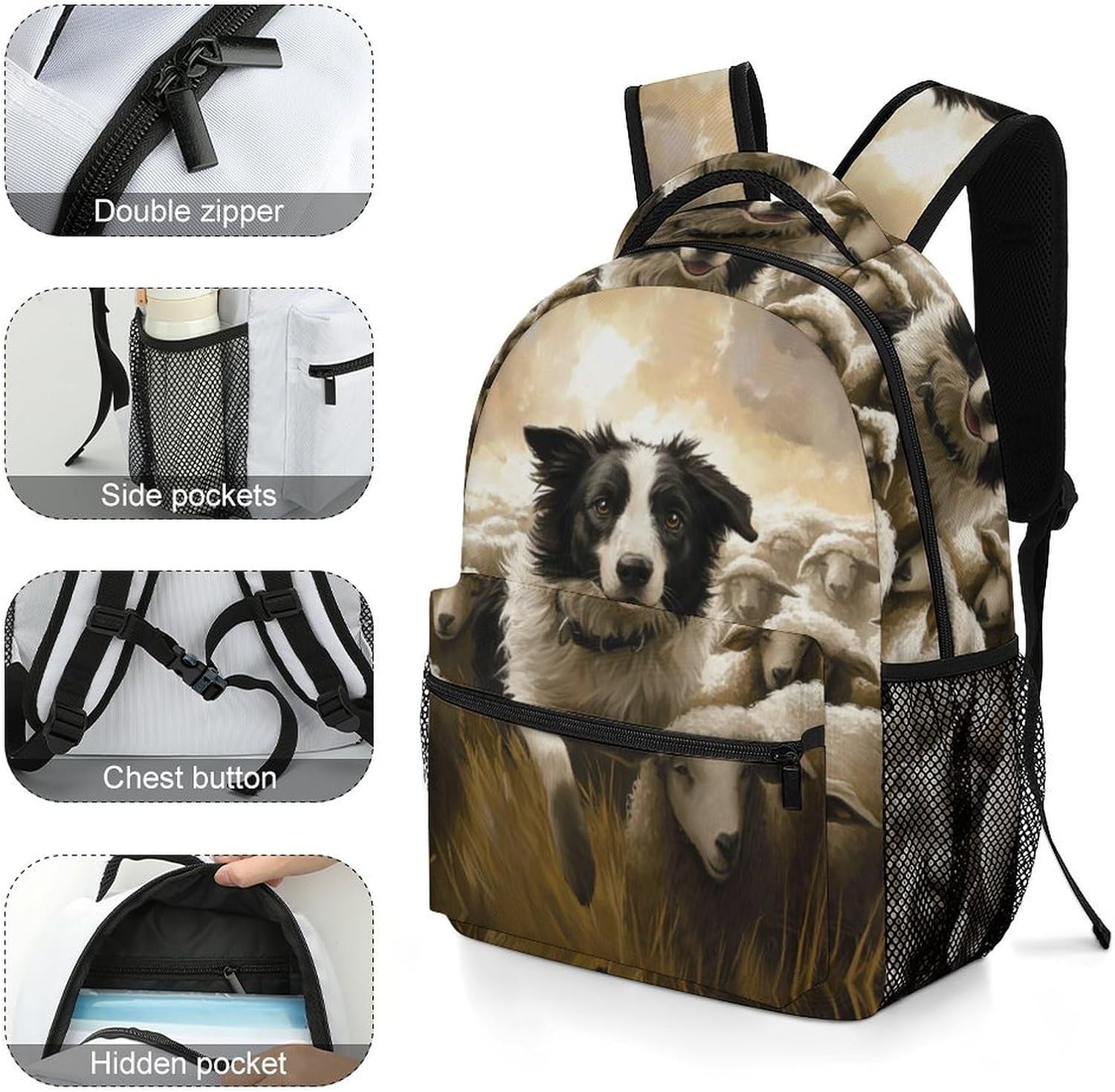 Parent's Nemppfoften Animal School Backpack BullHundgege - Easy Packing Thanks to Clear Compartments – Bild 3