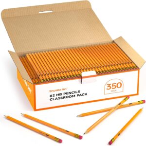 Shuttle Art HB Pencils, 350 Pieces Sharpened Yellow Pencils with Eraser, Graphite Pencils in Bulk Packaging, Teaching Supplies for Writing, Drawing and Sketching