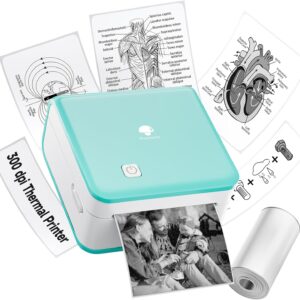 Phomemo Mini Thermal Printer, M02 Pro 300 DPI Mini Printer for Smartphone Sticker Printer Photo Printer, Bluetooth Label Printer for DIY Creation, Study Notes, Photos (Green)