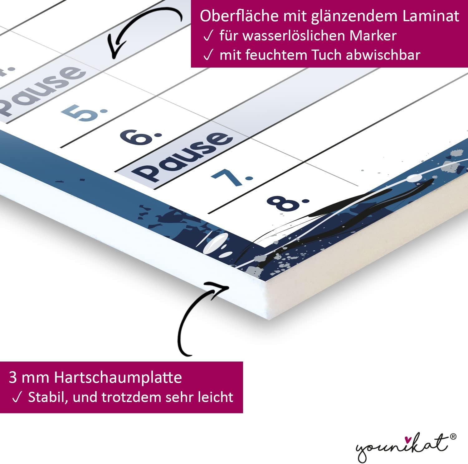younikat Timetable Wipe Clean for Hanging I Football Blue I Includes Pen Rewritable I Primary School Boys Girls I dv984 – Bild 4