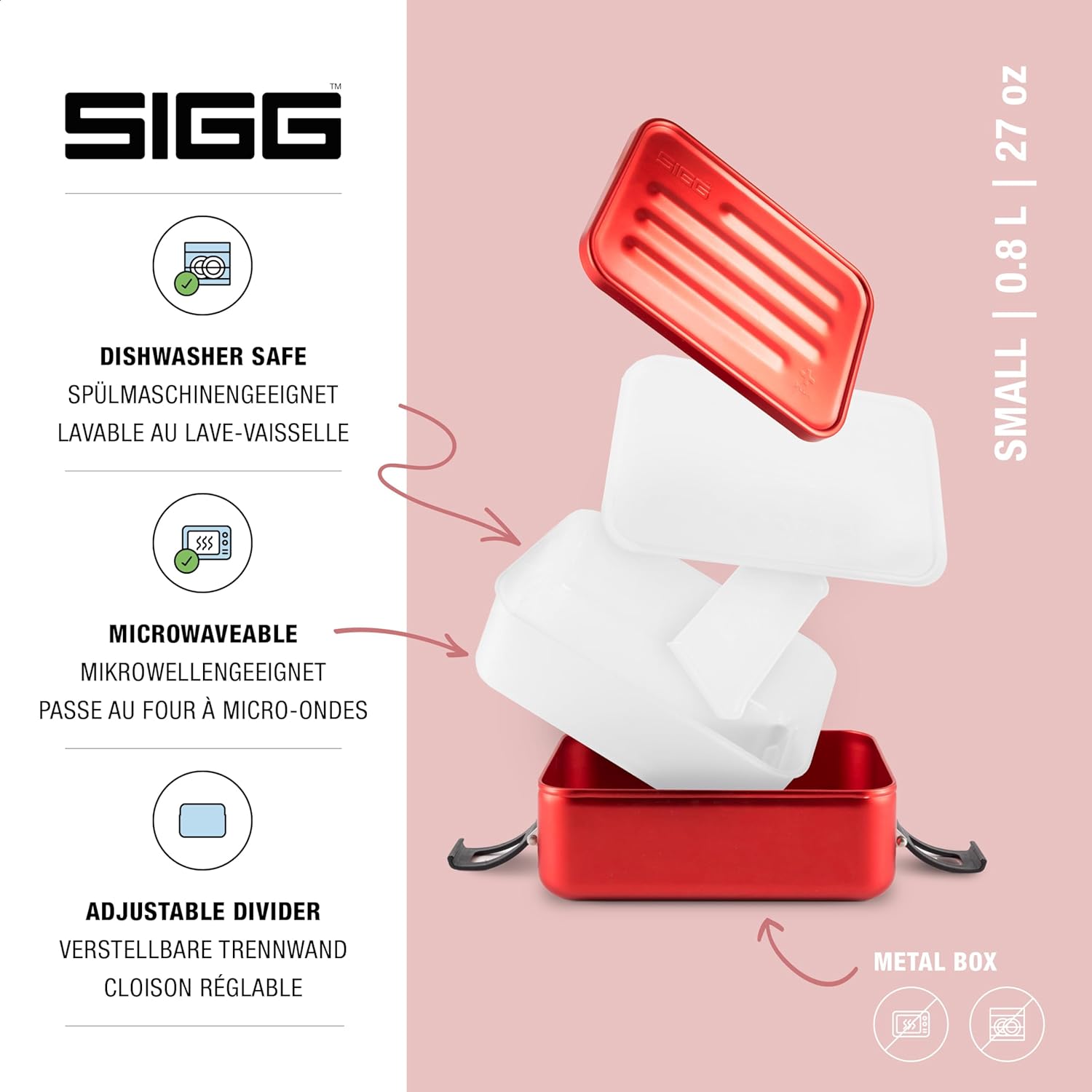 SIGG - Aluminium Lunch Box Plus - Lunch Box with Dividers - Award Winning - Dishwasher and Microwave Safe - Completely Leak-proof - Light as a Feather - BPA Free – Bild 2
