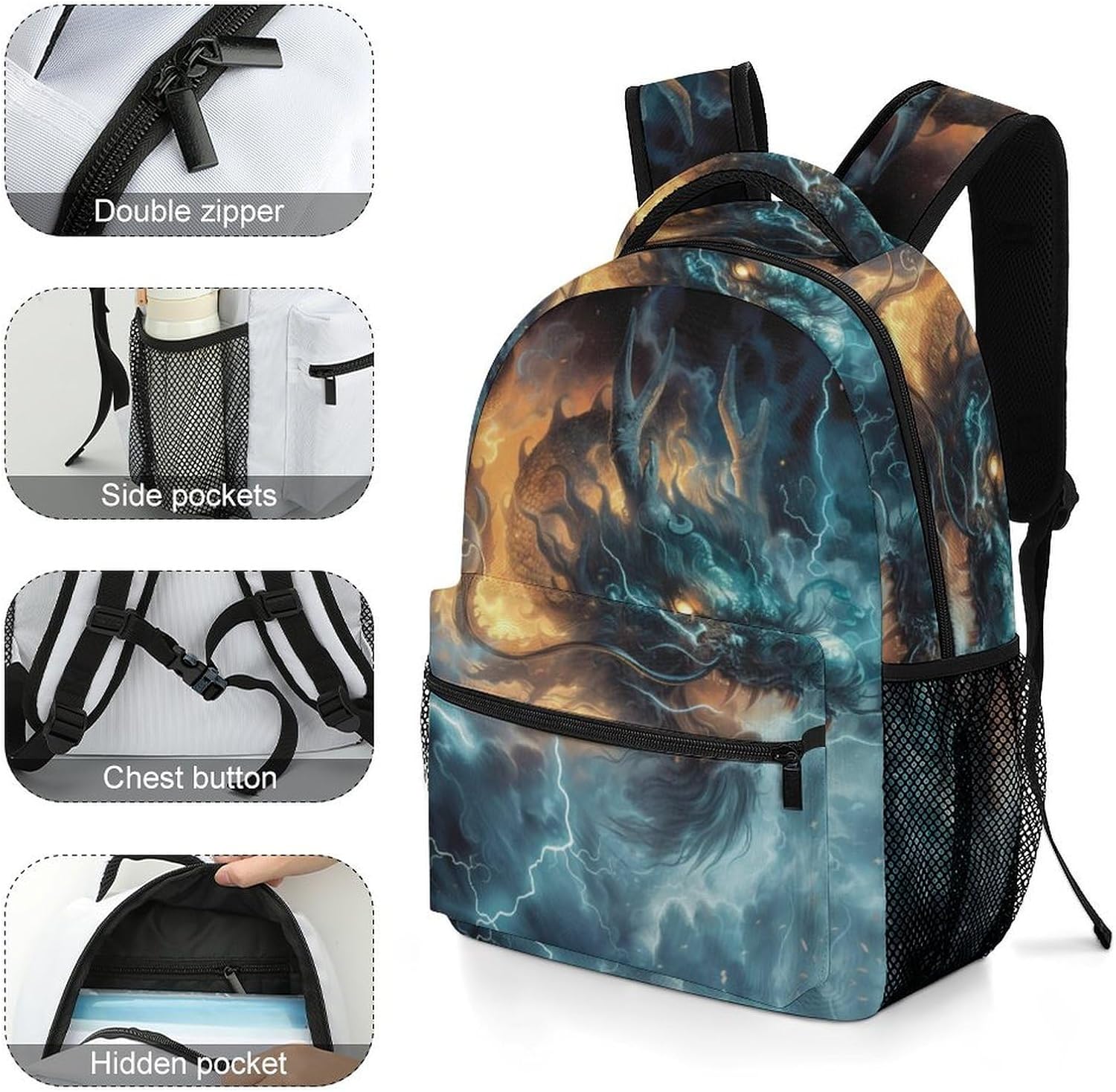 Travel Avocado School Backpack Fruit Pflanzes - Hand Luggage Compatible Format and Handle Loops – Bild 3