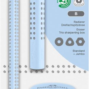 Faber-Castell 580084 Pencils Set Sky Blue 3-Piece with Jumbo Pencil B, Sharpener and Eraser