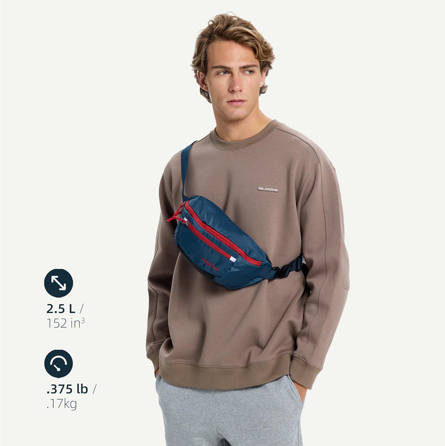 Ultralight Waist Bag 3L, Large Water-Repellent Bum Bag, Cycling, Hiking and Travel, 03 Slate Blue, Casual – Bild 2