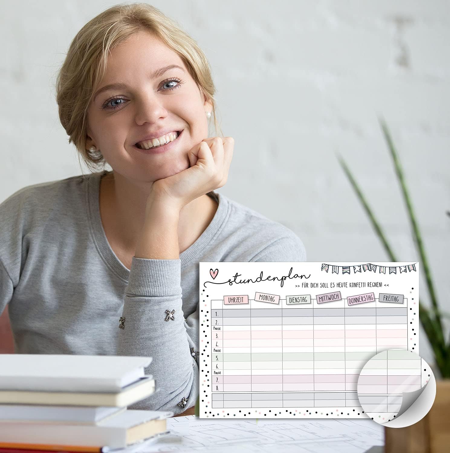 Younikat Girl’s School Timetable, DIN A4, Wipeable and Re-Writable, pink – Bild 5