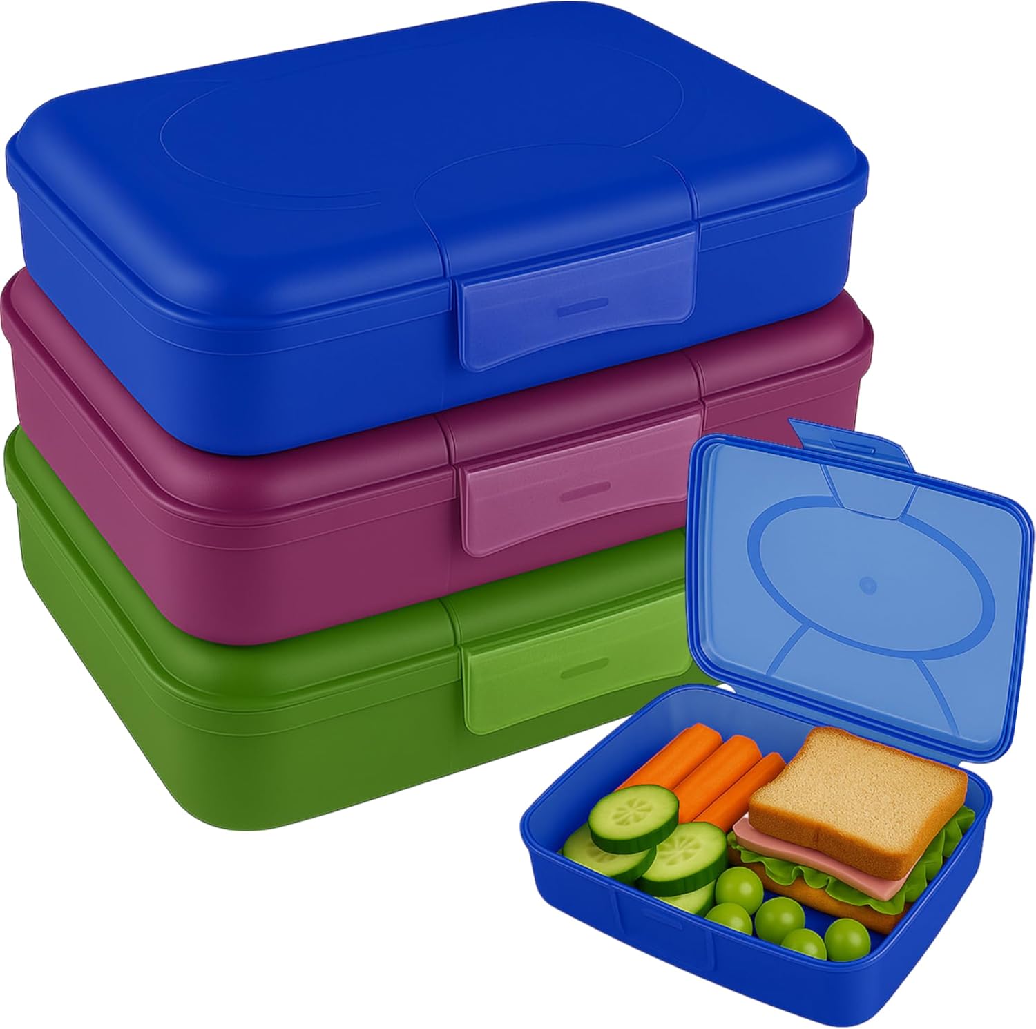 Lunch Box Set of 3 Lunch Box for Children and Adults Perfect for School, Office, Work or Nursery - Dishwasher Safe