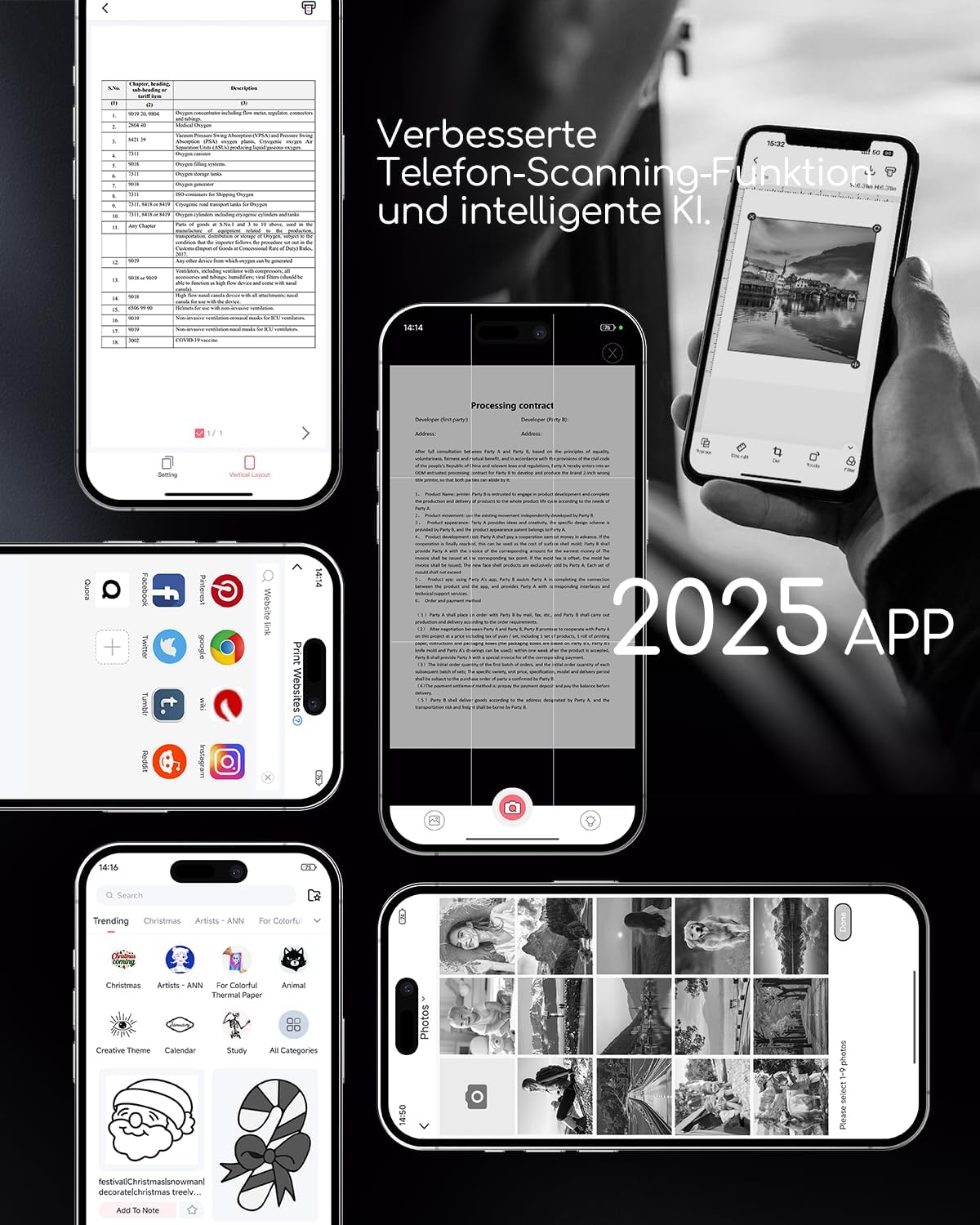 TATTMUSE Thermal Printer A4, 300DPI Bluetooth Mobile Printer, Bills, Receipt Printer, Learning, Portable Printer Compatible with Phone, Laptop, Monochrome Travel Printer, Thermal Paper Only, Black – Bild 6