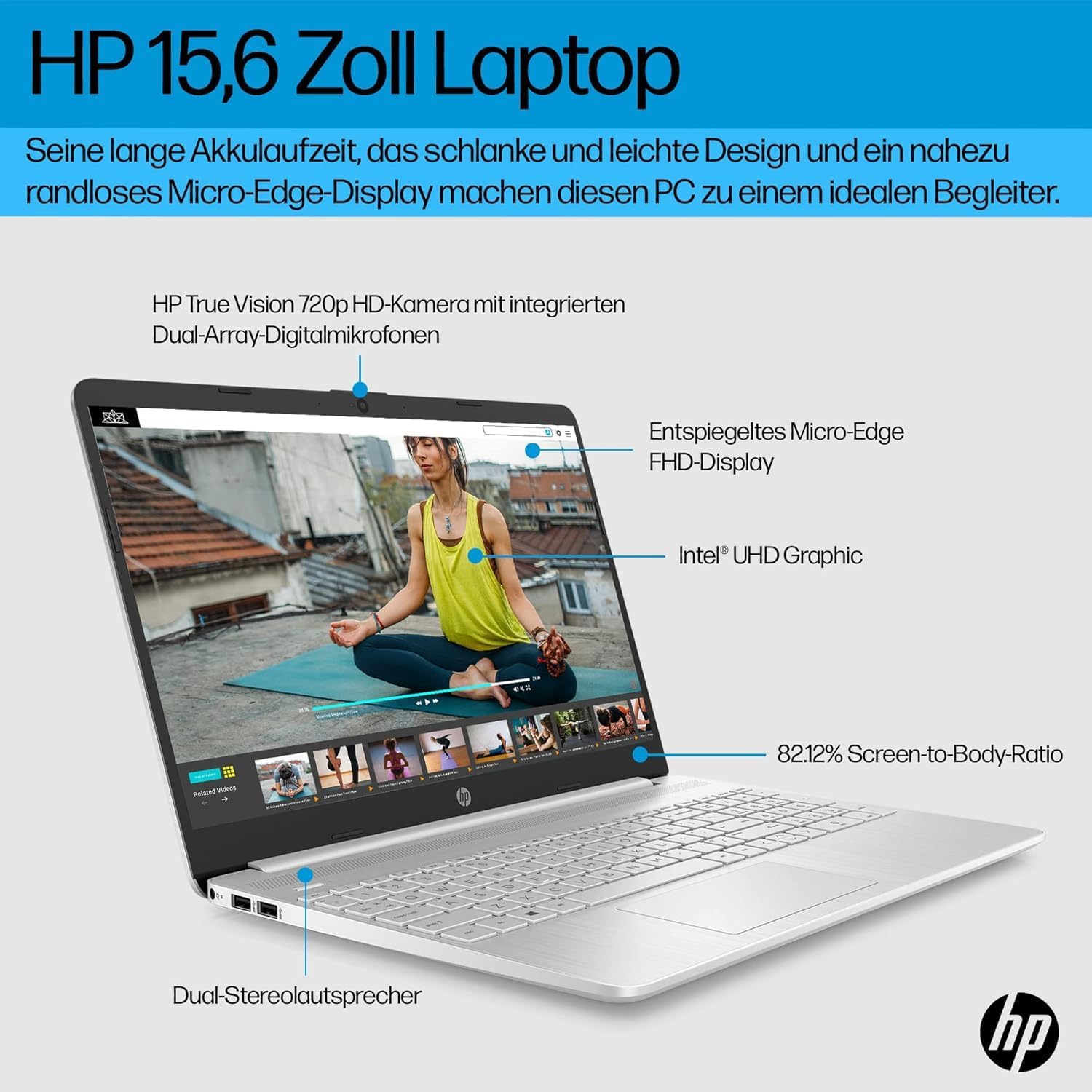 HP 1 15s-fq3215ng 15.6 Inch 1920 x 1080 Pixels, Intel Celeron N4500, 4GB, 128GB SSD, Windows 11 Home in S Mode – Bild 6