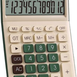 GUYUCOM Small Calculator with Large Buttons, 12-Digit Calculator Small with Large Display for School, Office, Office, Outdoor, Double Power Sensitive Button (Green)