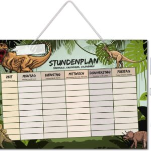 younikat Timetable Wipe Clean for Hanging I Dinosaur I Includes Pen Rewritable I School Gift Dino I dv1072