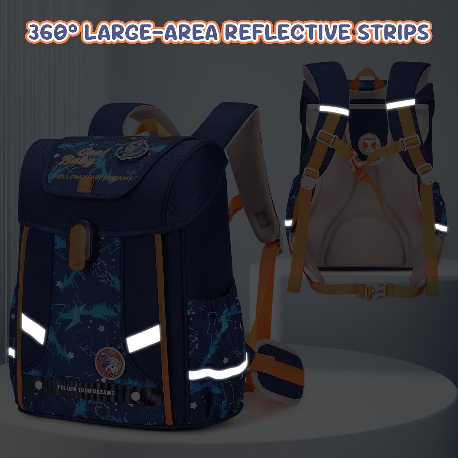 School Backpack Girls Boys Ergonomic 1-4th Class with Chest Strap, 2025 Children's Backpack School 6-10 Years School Bag with Removable Belt and Reflective -6187, blue, Rucksack Backpacks – Bild 5