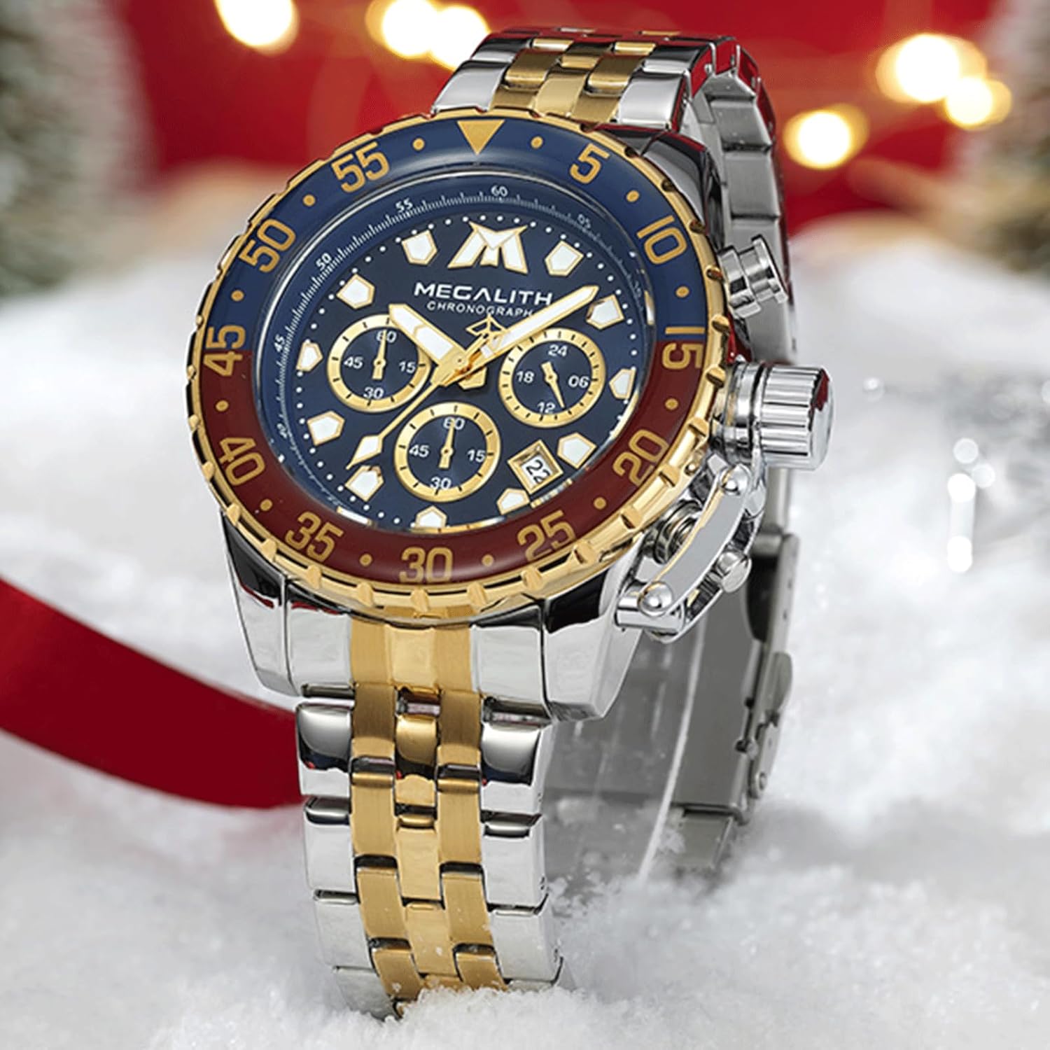 MEGALITH Men's Watch Stainless Steel Chronograph Watch Men's Waterproof Large Analogue Watch Men's Business Design Watches for Men Calendar Luminous – Bild 2