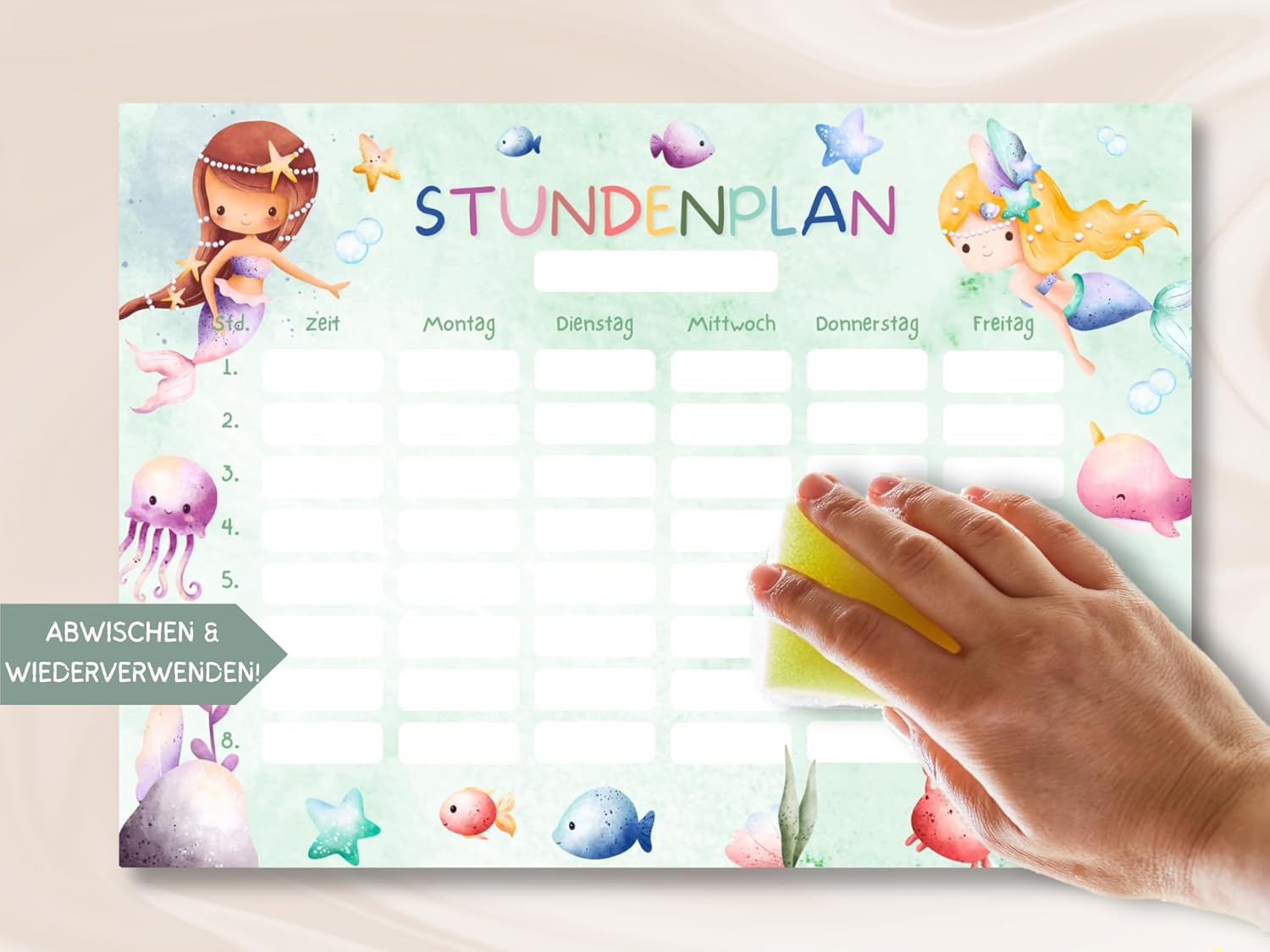 Mermaid Magnetic Wipe Clean Timetable (Magnetic Timetable with Pen) – Bild 4