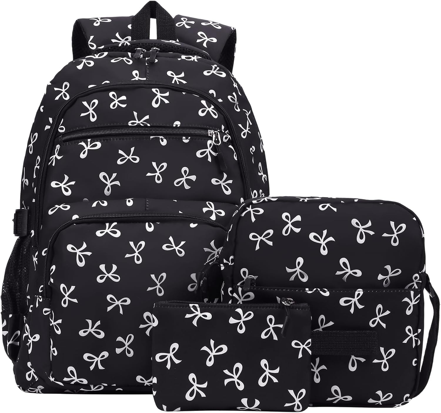 GSenhui School Backpack Set Girls School Backpacks Aesthetic 3-Piece School Bag Bow Backpack Children with Shoulder Bag and Small Purse School Backpack Students