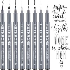 Hethrone Calligraphy Pens, Hand Lettering Pens and Black Calligraphy Set for Beginners Writing, Signature, Illustration Design and Drawing (8 Sizes)