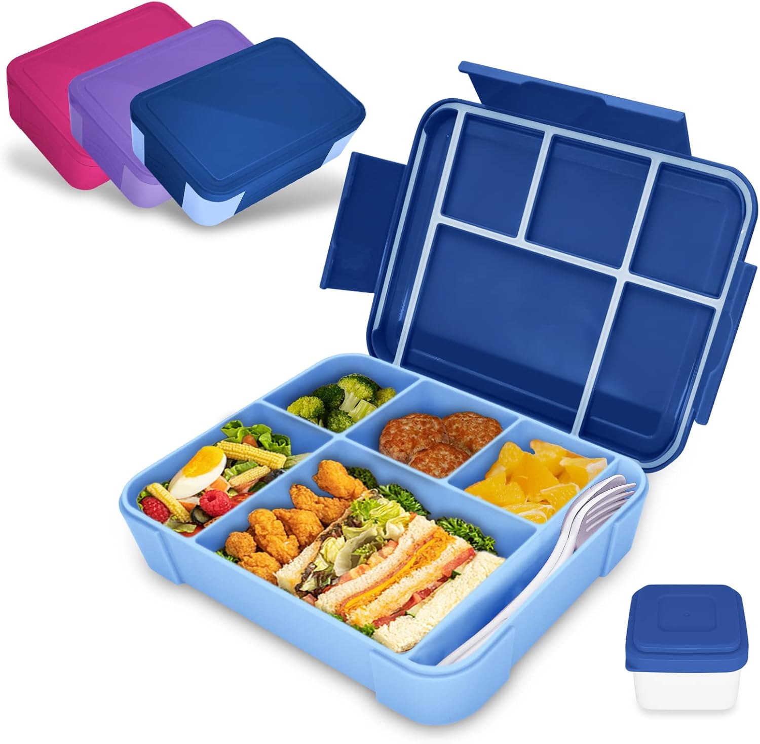 IJIAMY Children's Lunch Box with Compartments, Bento Box Children, Leak-proof Lunch Box for Girls and Boys, Snack Box, Perfect for School, Nursery & Trips