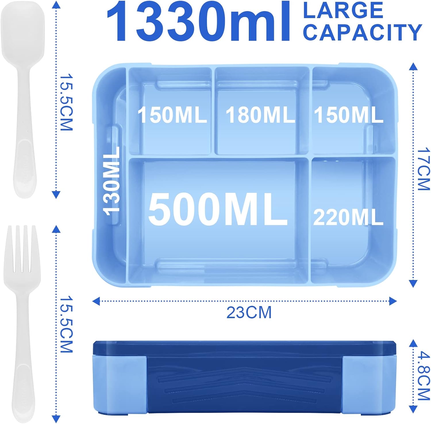 IJIAMY Children's Lunch Box with Compartments, Bento Box Children, Leak-proof Lunch Box for Girls and Boys, Snack Box, Perfect for School, Nursery & Trips – Bild 3