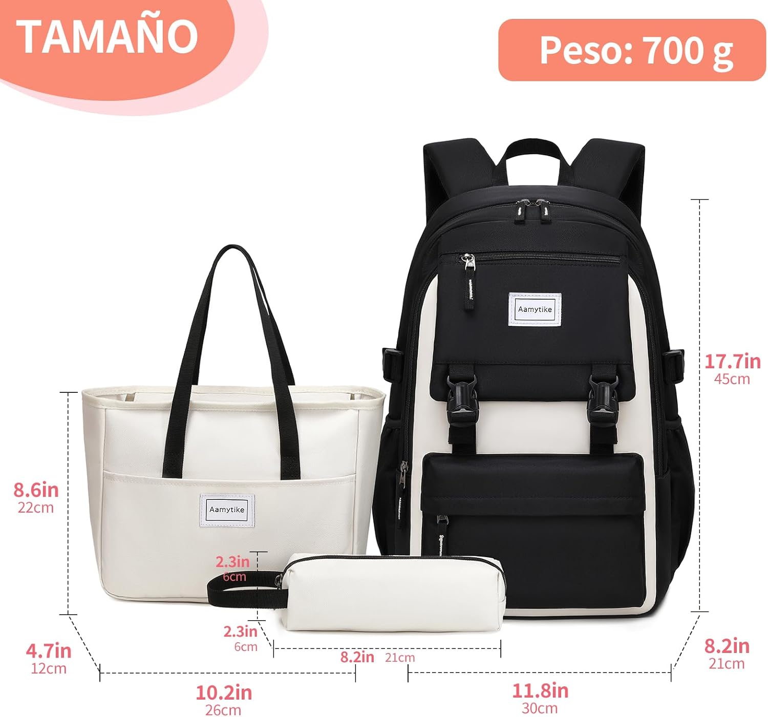 School Backpack Girls Teenager School Backpack Women's School Bag Girls Waterproof Children's School Bag Casual Daypacks School Bag for Girls Backpack with Lunch Bag Set – Bild 4