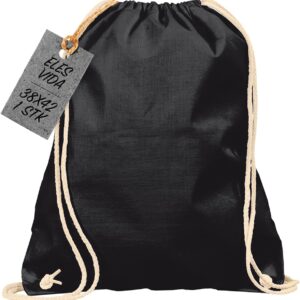 ELES VIDA Cotton Gym Bag, 1 Piece, 38 x 42 cm, Sports Bag, Backpack, Fabric Bag, Cotton Bag, Jute Bag, Oeko-Tex® Tested Fabric Bag for Men and Women, Children's Gym Bag, for Painting