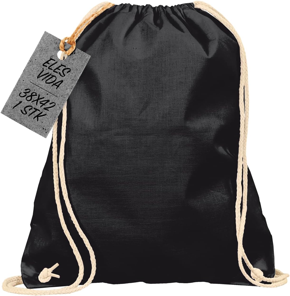 ELES VIDA Cotton Gym Bag, 1 Piece, 38 x 42 cm, Sports Bag, Backpack, Fabric Bag, Cotton Bag, Jute Bag, Oeko-Tex® Tested Fabric Bag for Men and Women, Children's Gym Bag, for Painting