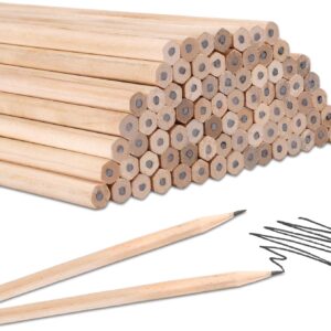 Set of 80 Pencils, 18 x 0.7 cm, Hexagonal Pencils, Short, Natural Wood, Pencil HB, Unpainted Wooden Pencils, for Children, Students, Teachers, Office, School Material, Drawing, Writing
