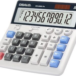 OSALO Calculator Large Buttons Extra Large Display 12 Digit Desk Calculator Office Calculator (OS-200ML)