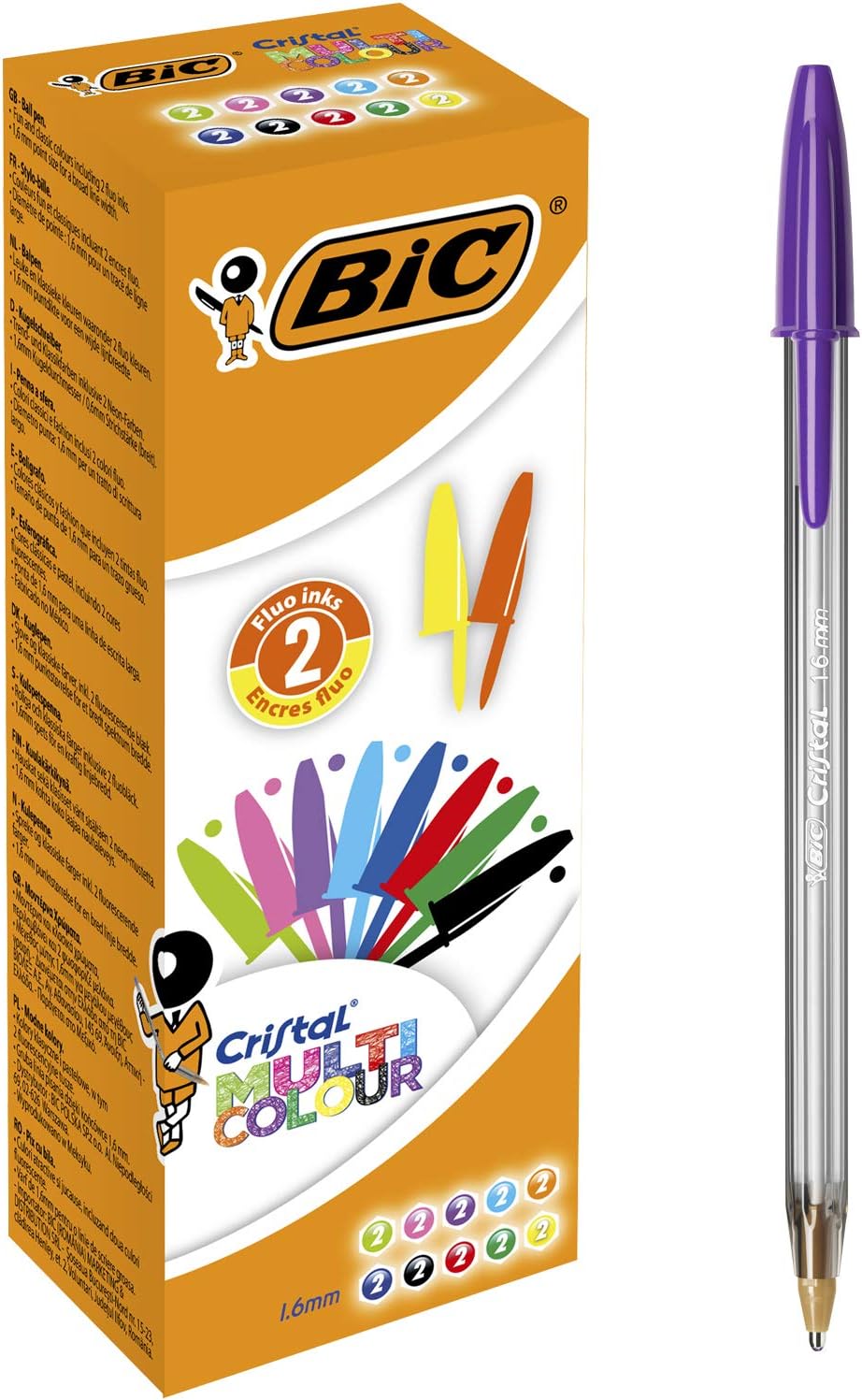 Bic Crystal Multicoloured 926381 Ballpoint Pens non-retractable Classic Colours