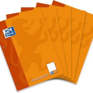 Oxford School Exercise Pad, A4 Lined with Margin, 50 Sheets, Orange, Pack of 5