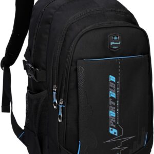 Backpack School Backpack Boys Teenager School Bag School Bag Laptop Bag Multifunctional Daypack Water-Repellent Bookbag Backpack Children’s Backpack for School Travel, black blue, L, Rucksack