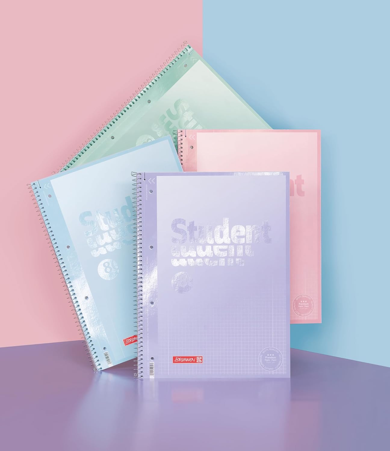BRUNNEN College Notepad Premium Student "Pastel 2" | A4, Line Style 27, 80 Sheets, Assorted – Bild 8