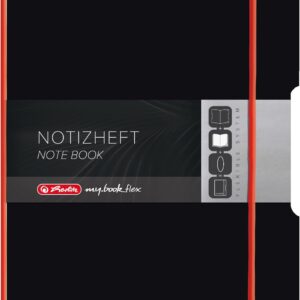 Herlitz my.book flex Notebook, A6, Interchangeable Linen Cover, Chequered with Elastic Fastener, 40 Sheets