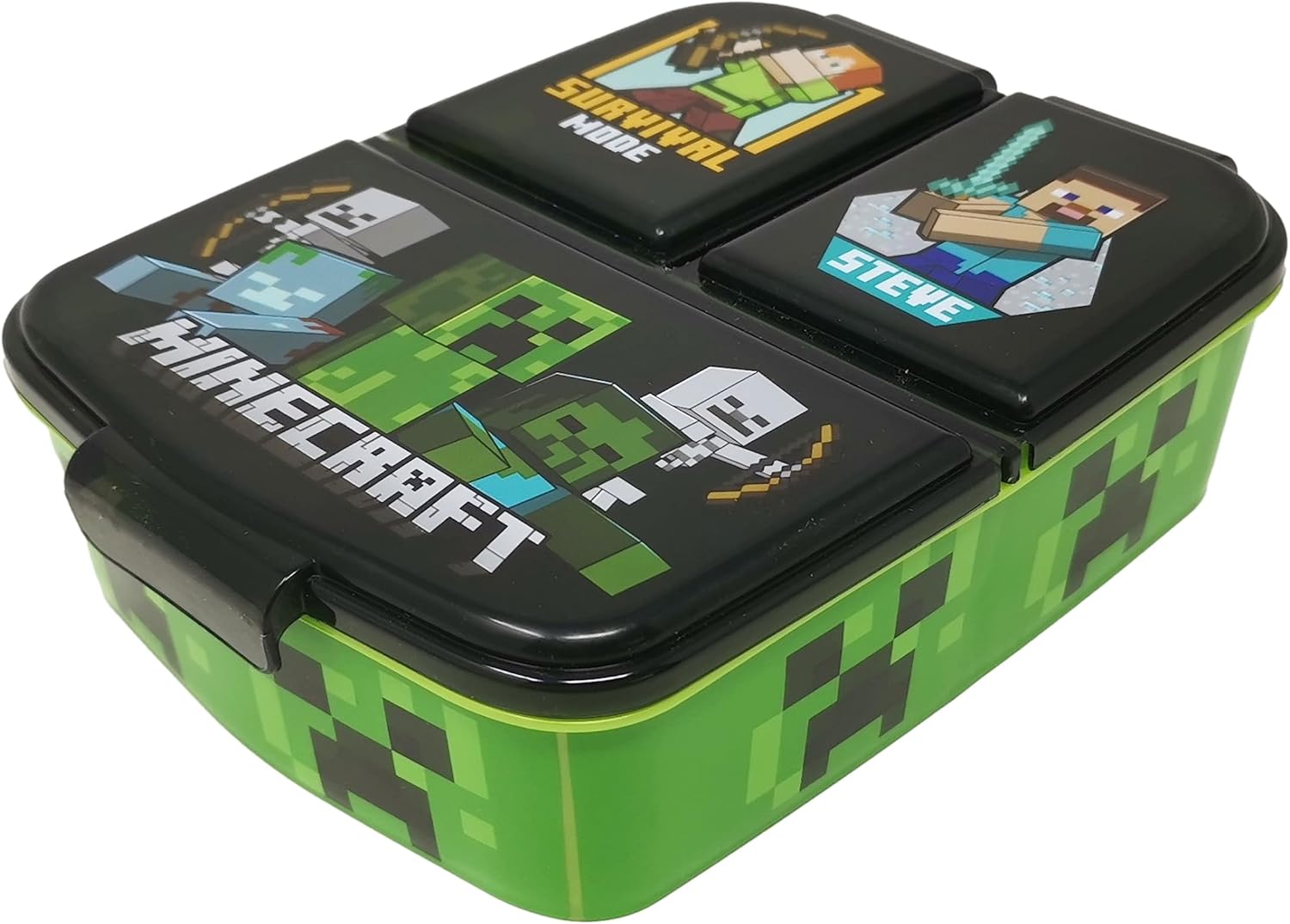 Children's Lunch Box Sandwich Box – Lunch Box with Compartments – Bread Box with Dividers – BPA-Free (Minecraft)