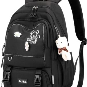 School Backpack Teenager Girls Backpack School Teenager Large School Bag Girls Waterproof Casual Daypack for Primary School, Secondary and University Backpack Black Purple Blue, 8493# Black,