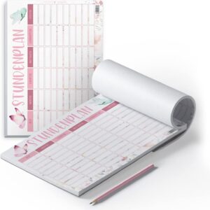 itenga Stundenplan DIN A4 als Block 25 Blatt Stundenplanblock stundenpläne (Schmetterling)