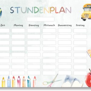 Timetable School Magnetic Wipe Clean for Fridge Whiteboard, Colourful Unisex Weekly Planner Girls Boys Gift for School Child Primary School (Magnetic Timetable Including Pen)