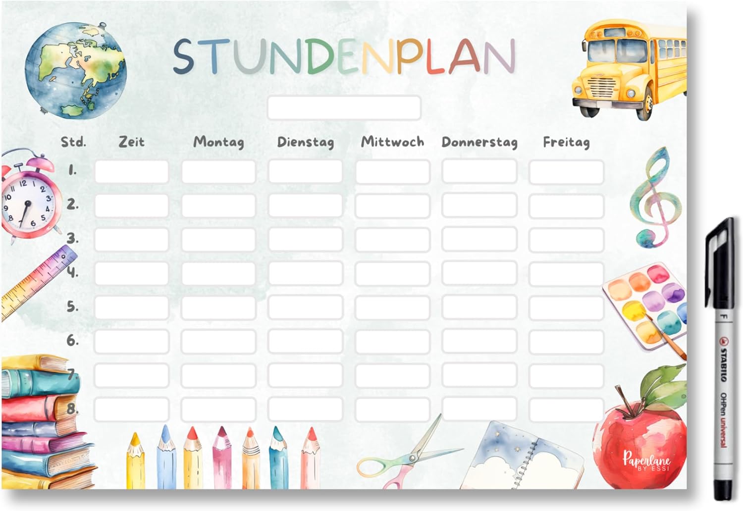 Timetable School Magnetic Wipe Clean for Fridge Whiteboard, Colourful Unisex Weekly Planner Girls Boys Gift for School Child Primary School (Magnetic Timetable Including Pen)