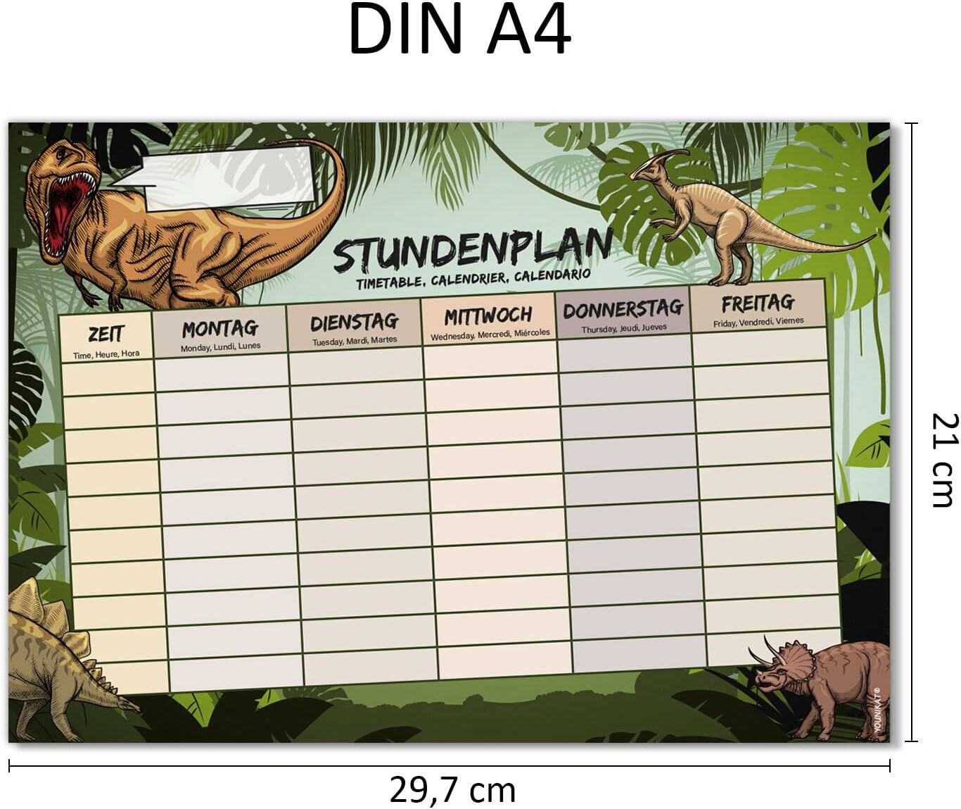 younikat Timetable Wipe Clean for Hanging I Dinosaur I Includes Pen Rewritable I School Gift Dino I dv1072 – Bild 2