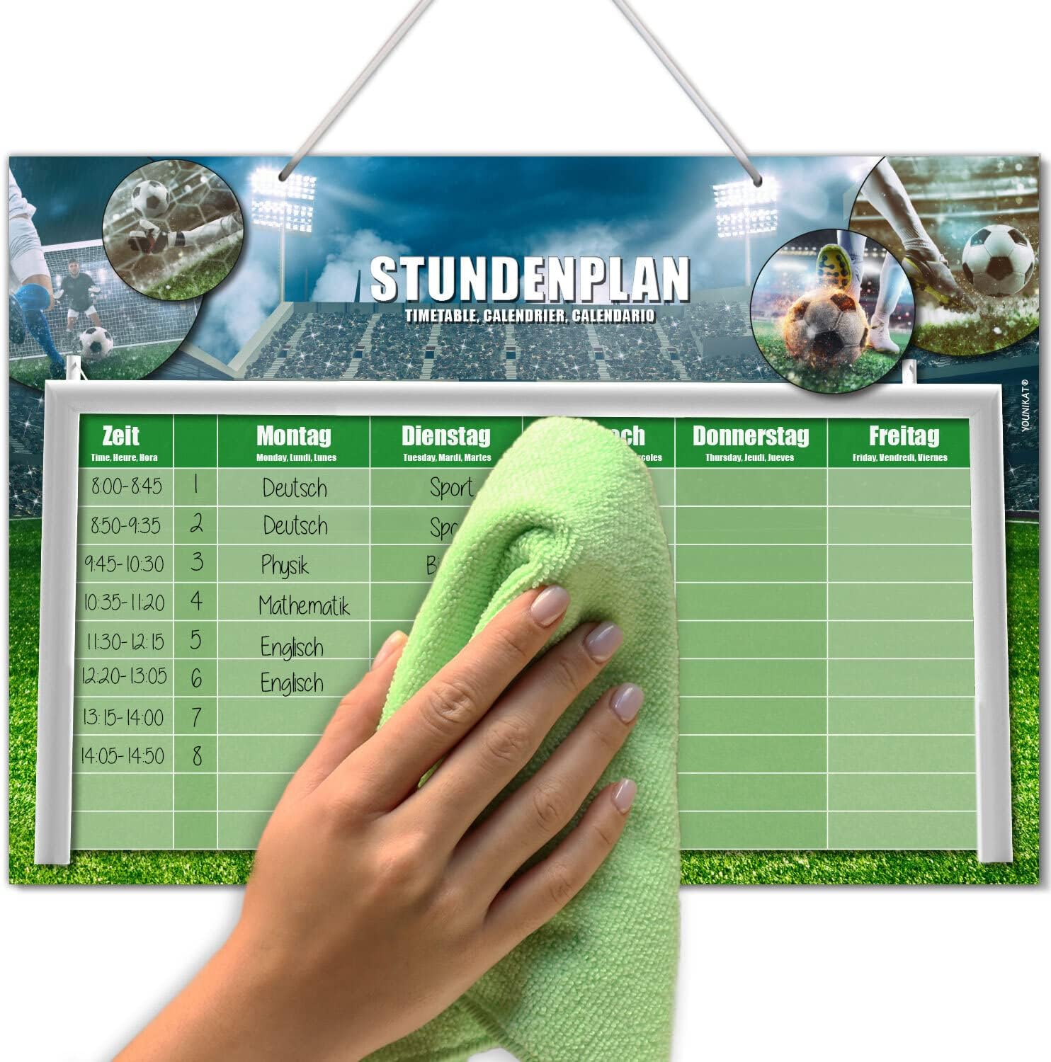 younikat Football timetable for hanging, wipe-clean, DIN A4, with hanger, pen holder and pen, boys, teenagers, cool, gift idea, dv1146 – Bild 7