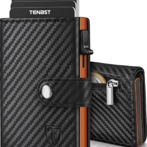TENBST Men's Wallet with Coin Compartment & RFID Protection, Slim Wallet Card Case Small, Men's Wallet, 10 Compartments for Credit Cards, black, Classic
