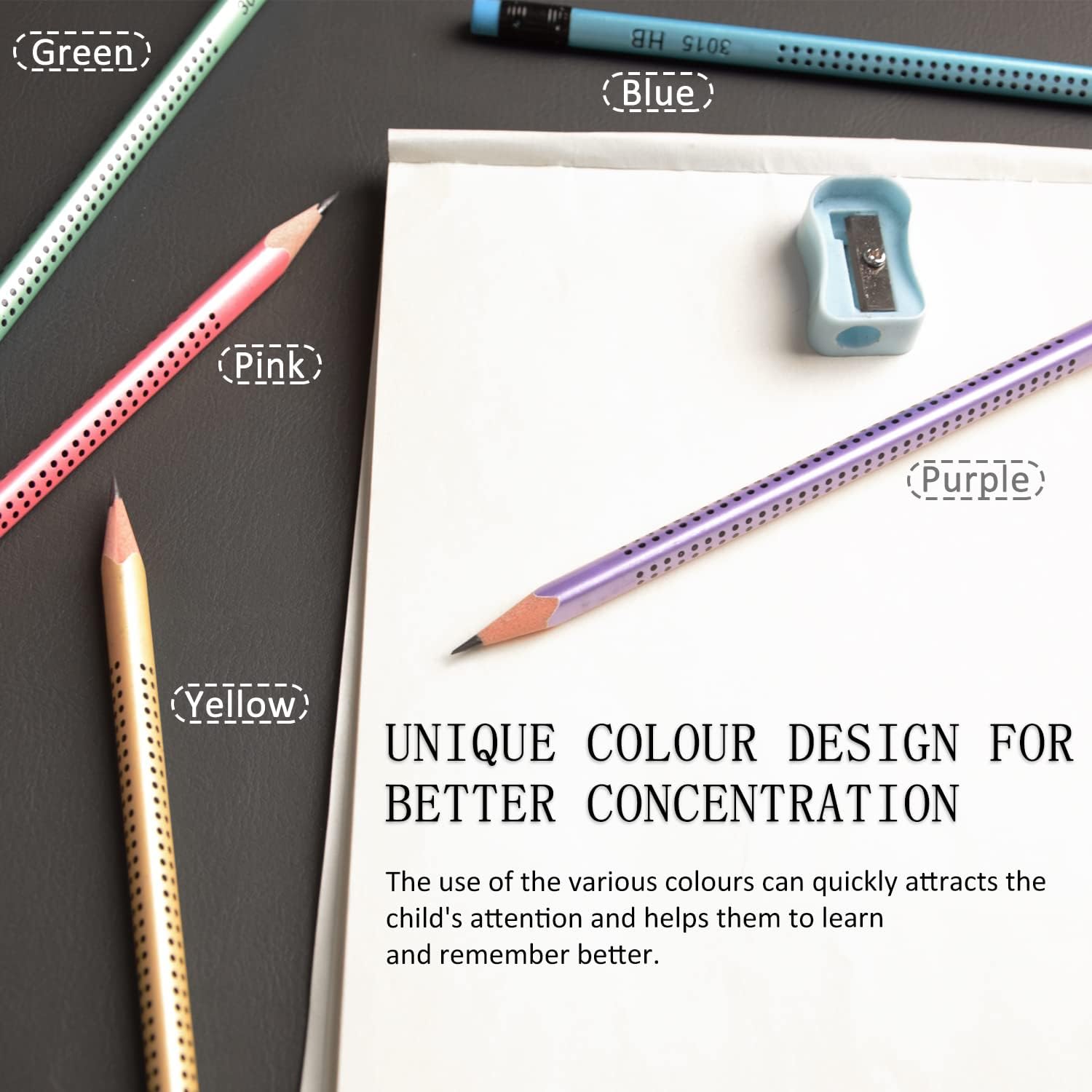 Surcotto HB Pencils, Pack of 30 HB Pencils with Eraser and Sharpener, Pre-Sharpened Triangle Pencils for Writing, Drawing at School and Home, New Packaging – Bild 4